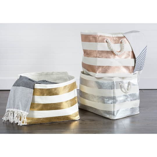 DII® 16" Striped Woven Paper Storage Cube